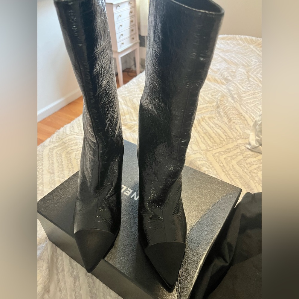 Chanel Gabrielle crinkle calfskin boots